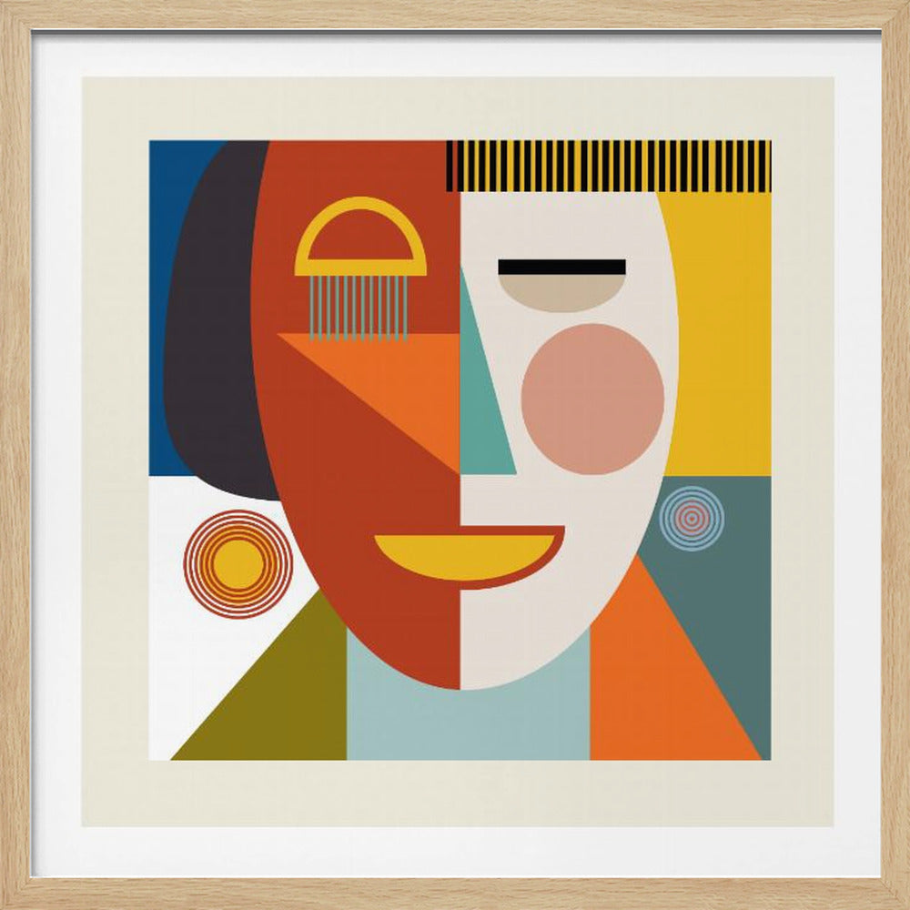 Faces Stripes Minimal Copy - Poster / Art Print