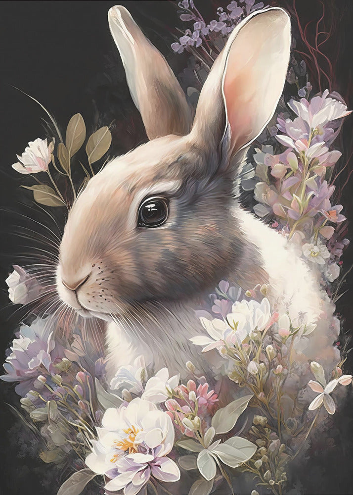 Rabbit and Flowers 3 - Poster / Art Print
