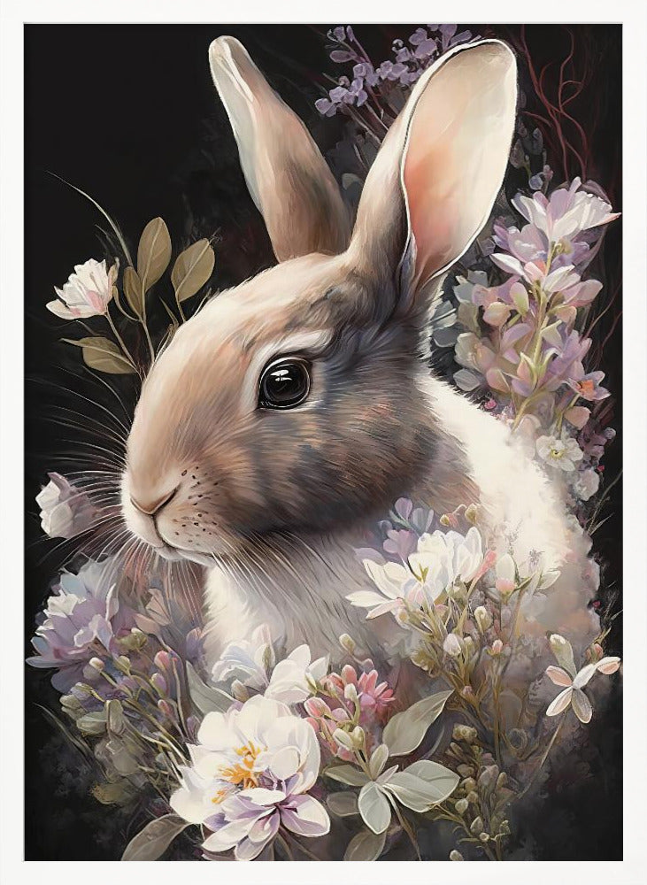 Rabbit and Flowers 3 - Poster / Art Print