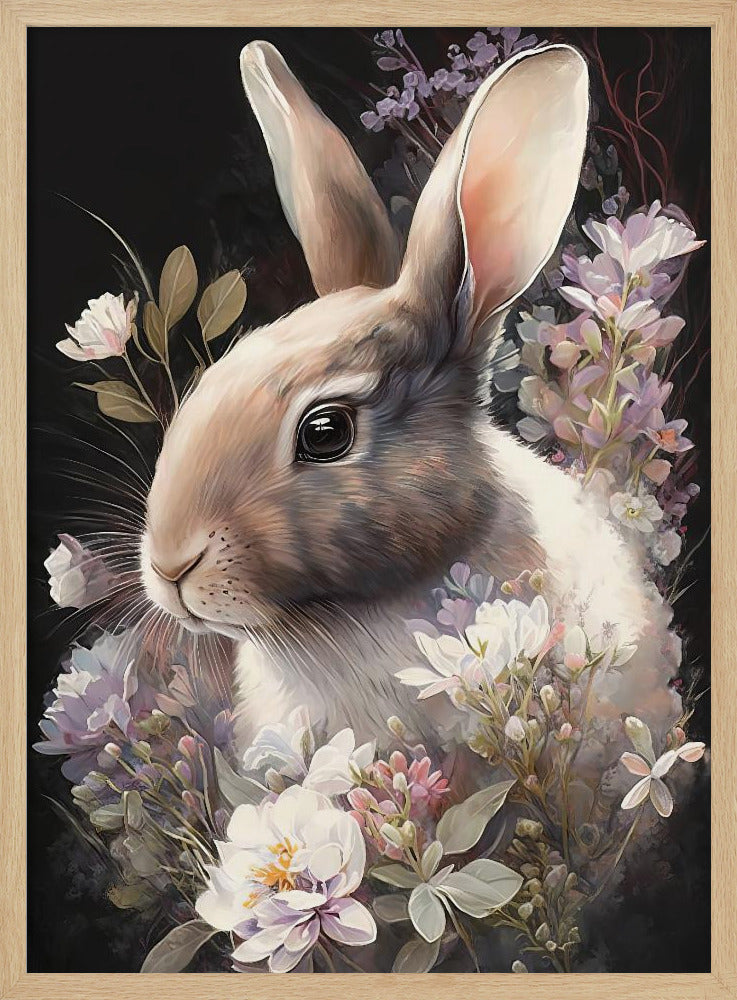 Rabbit and Flowers 3 - Poster / Art Print
