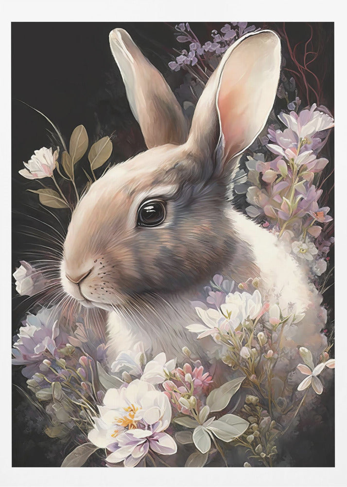 Rabbit and Flowers 3 - Poster / Art Print