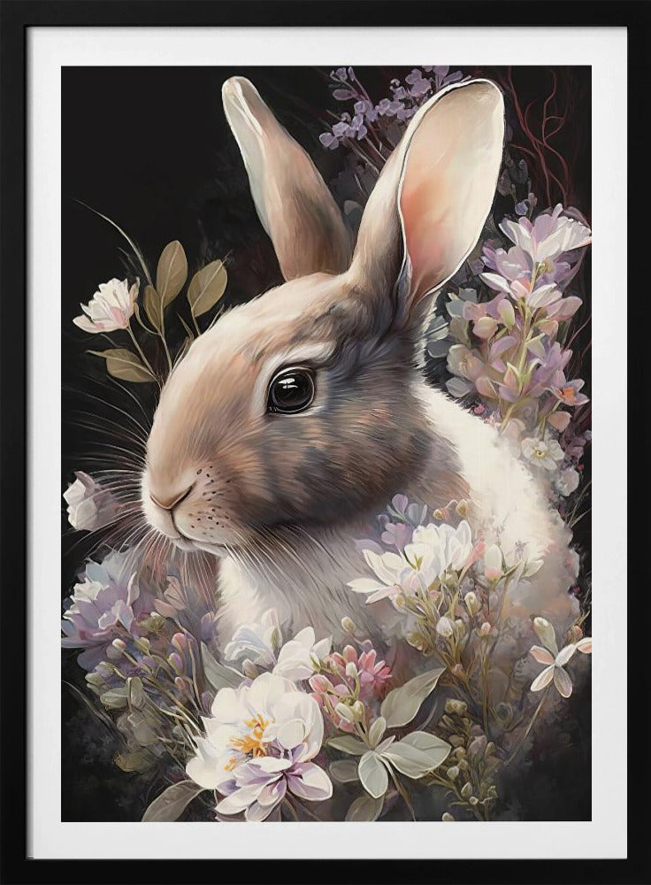 Rabbit and Flowers 3 - Poster / Art Print