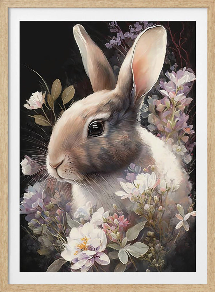 Rabbit and Flowers 3 - Poster / Art Print