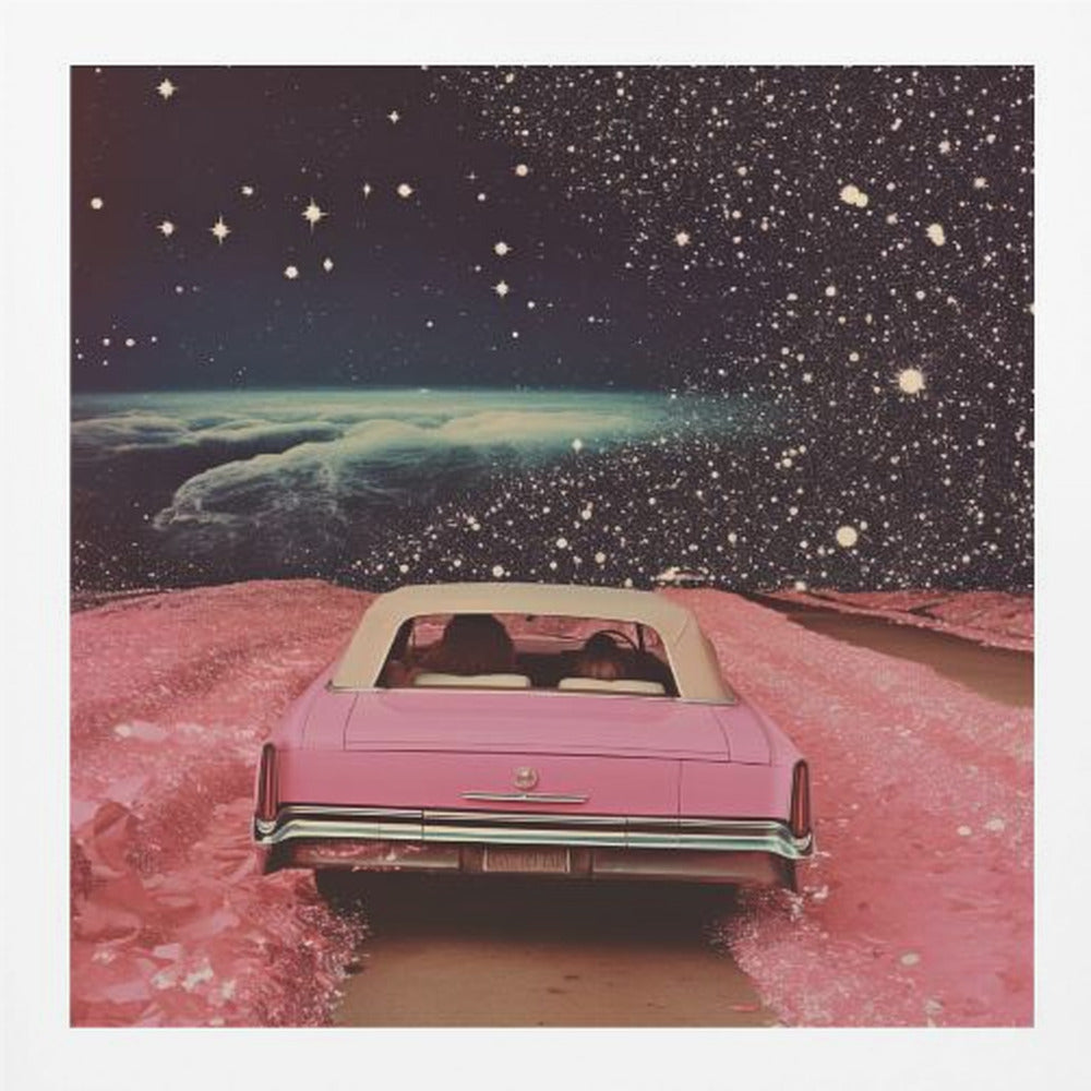 Pink Cruise in Space Collage Art - Poster / Art Print