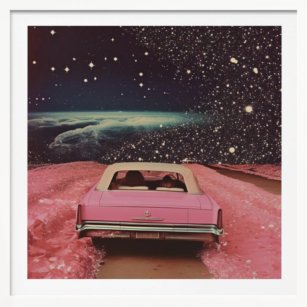Pink Cruise in Space Collage Art - Poster / Art Print