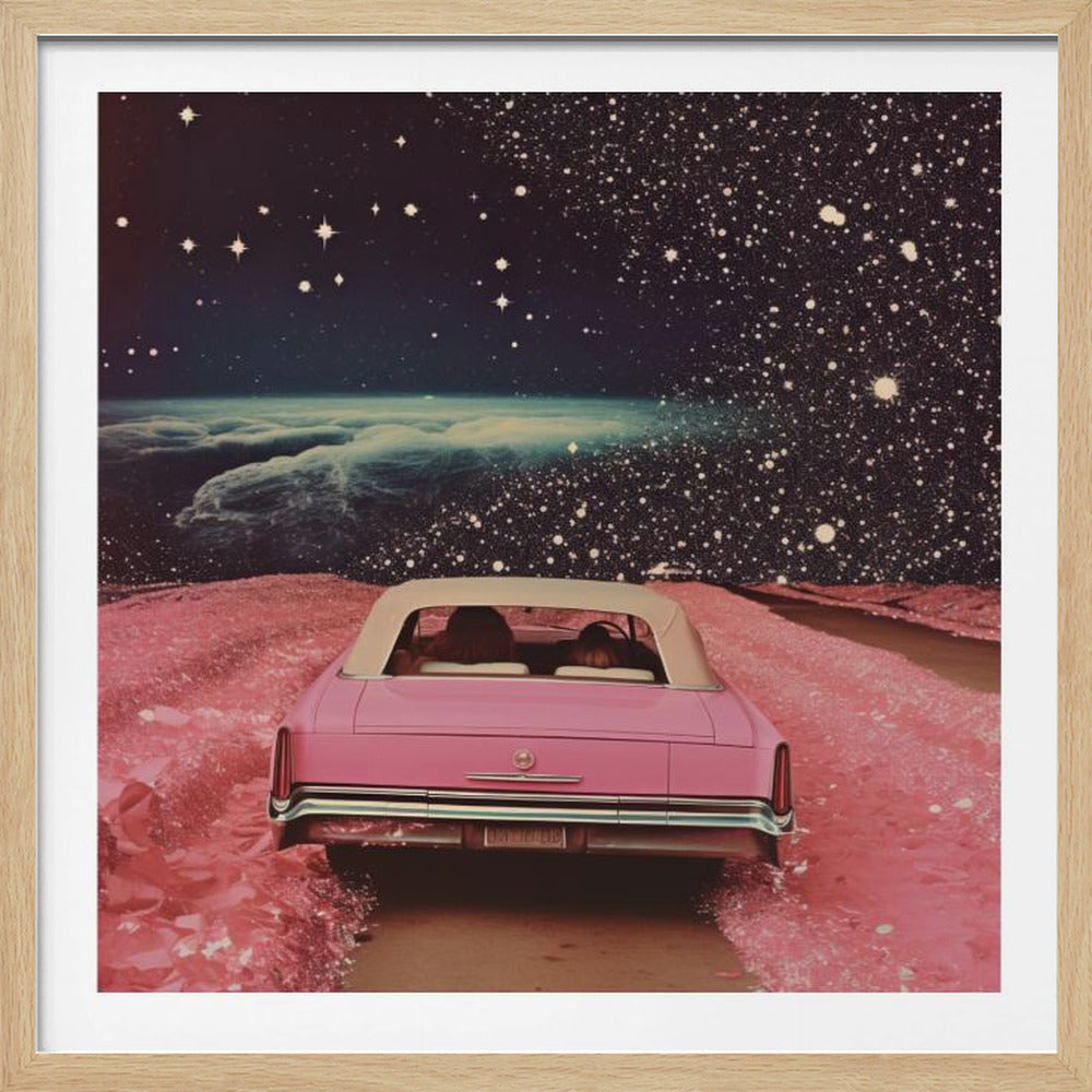 Pink Cruise in Space Collage Art - Poster / Art Print