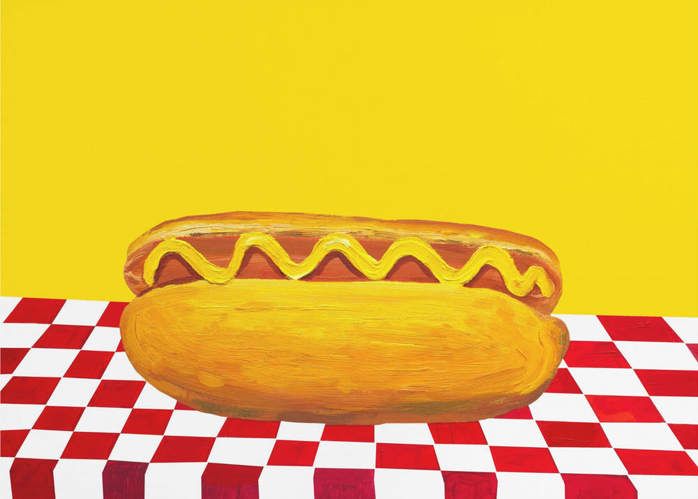 Hot Dog With Mustard Red Check Yellow - Poster / Art Print