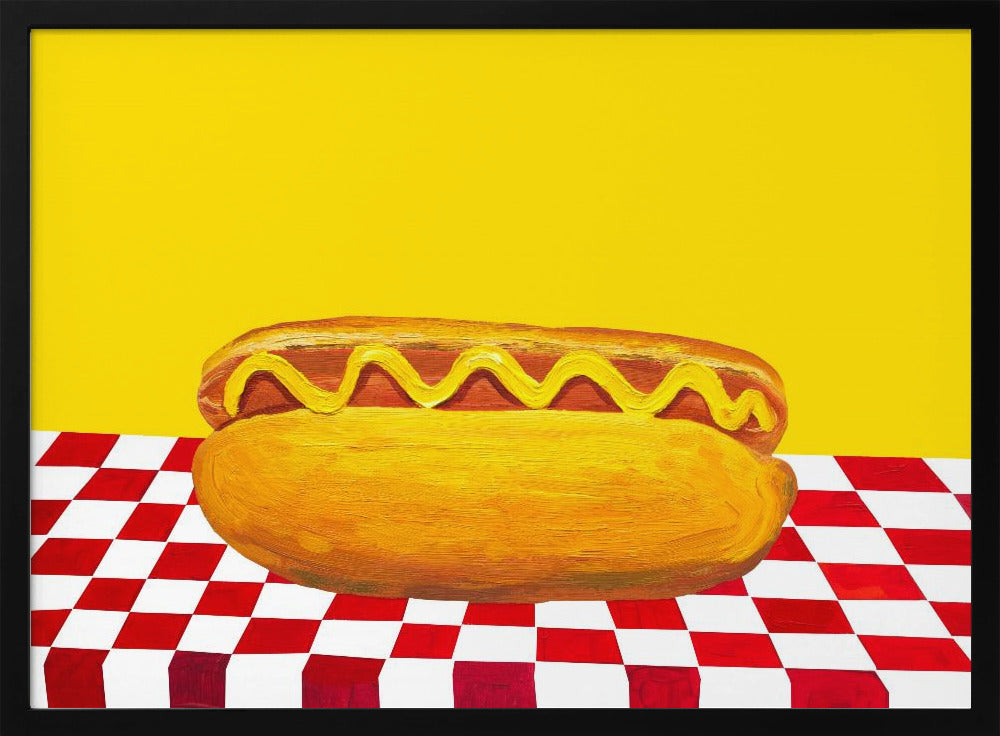 Hot Dog With Mustard Red Check Yellow - Poster / Art Print