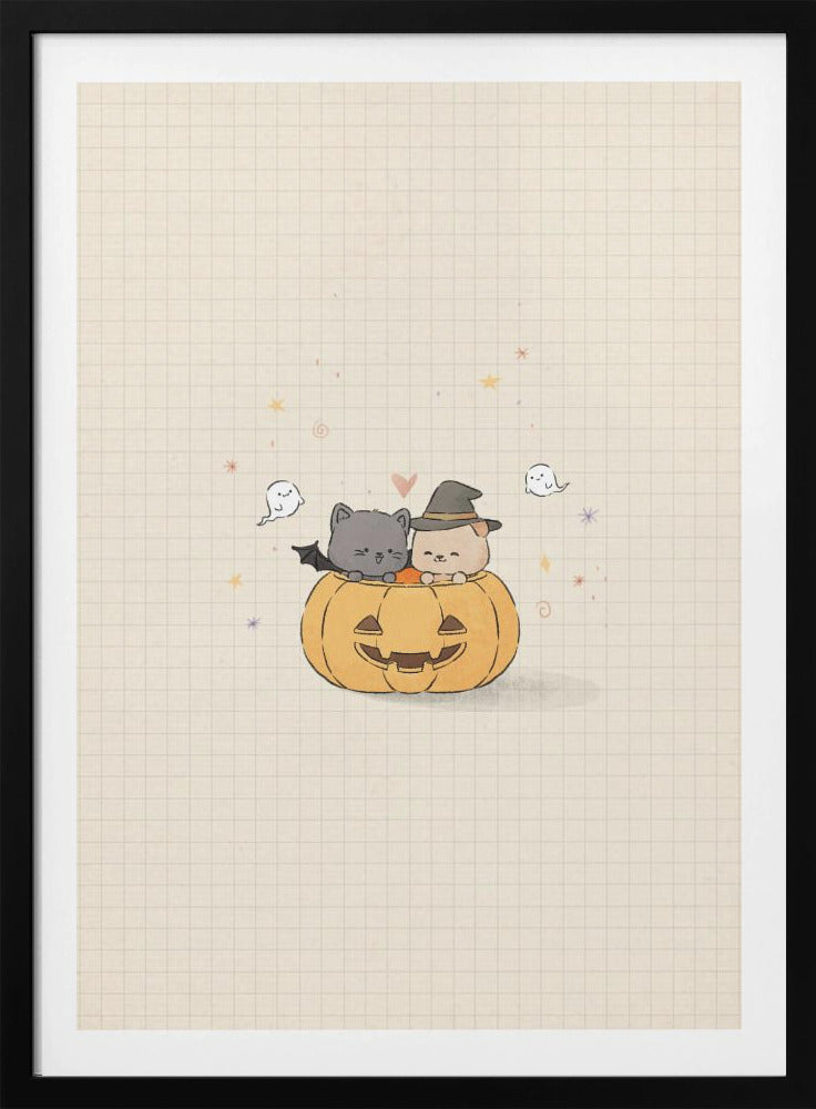 Cat and Dog In Halloween - Poster / Art Print