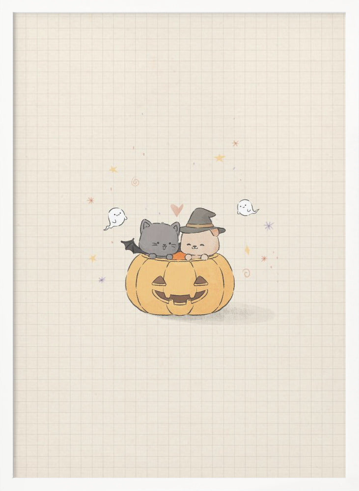 Cat and Dog In Halloween - Poster / Art Print