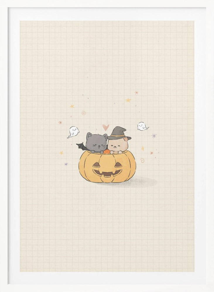 Cat and Dog In Halloween - Poster / Art Print