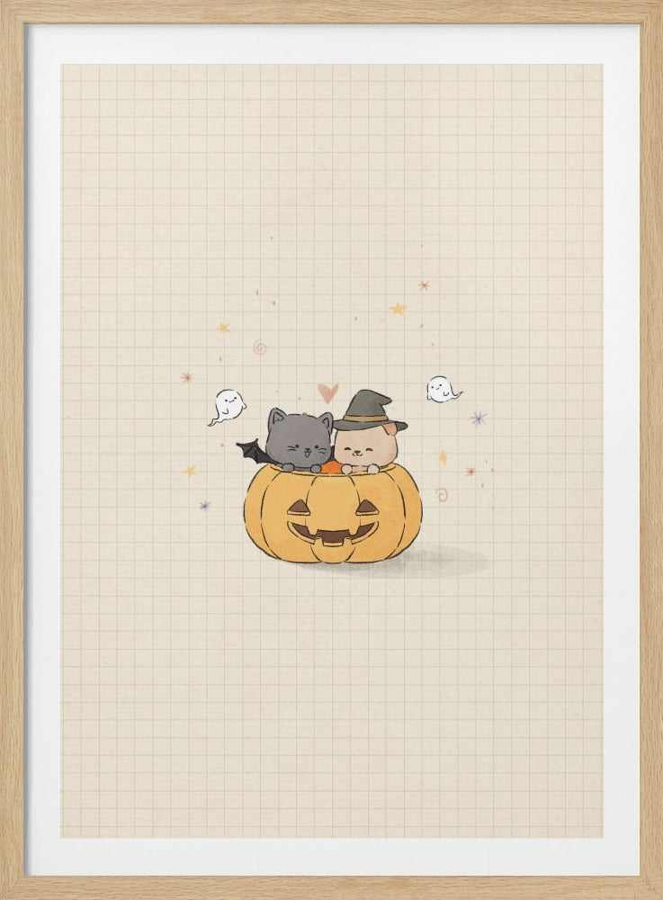 Cat and Dog In Halloween - Poster / Art Print