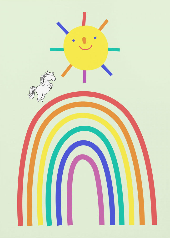 Rainbow Sun and Unicorn - Poster / Art Print
