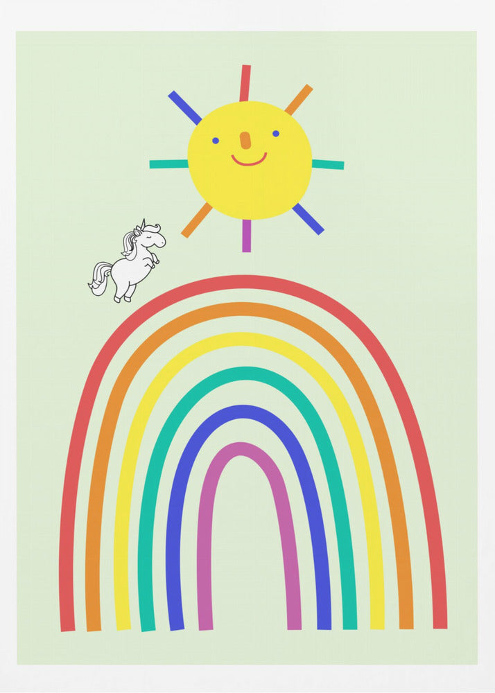 Rainbow Sun and Unicorn - Poster / Art Print