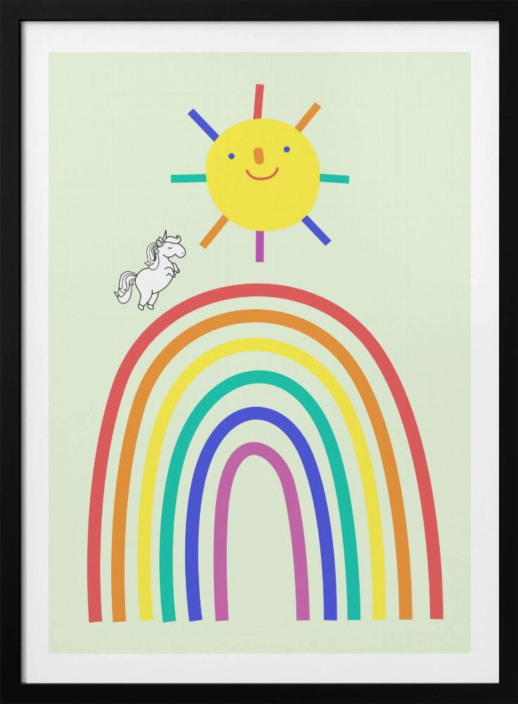 Rainbow Sun and Unicorn - Poster / Art Print