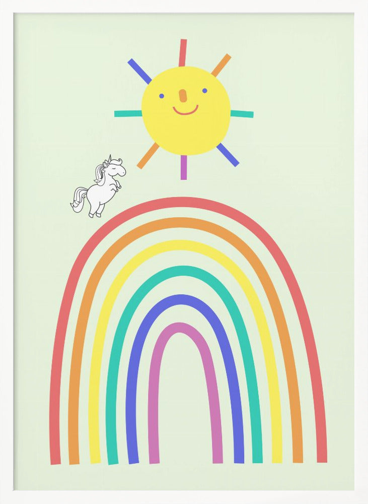 Rainbow Sun and Unicorn - Poster / Art Print