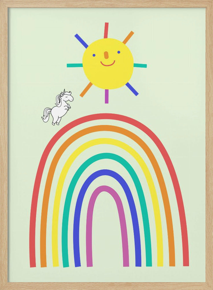 Rainbow Sun and Unicorn - Poster / Art Print