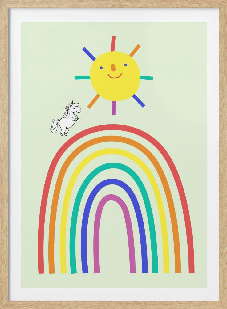 Rainbow Sun and Unicorn - Poster / Art Print