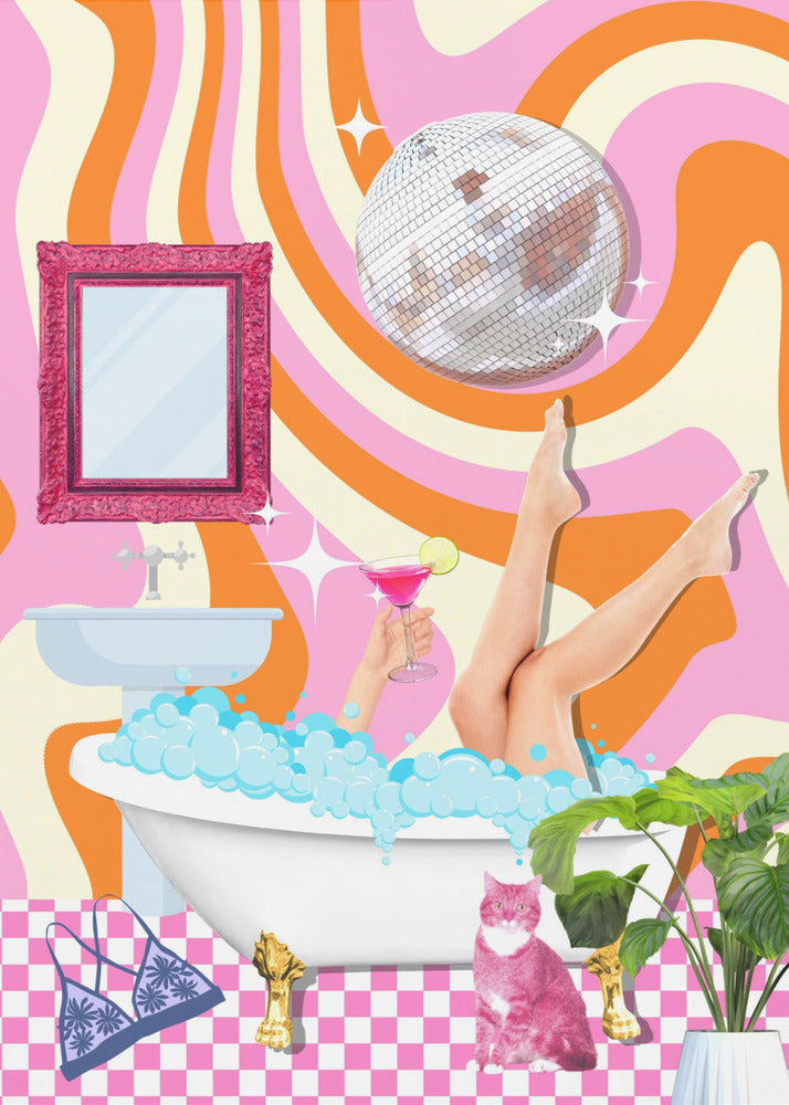Groovy Bathtub Bliss - Poster / Art Print