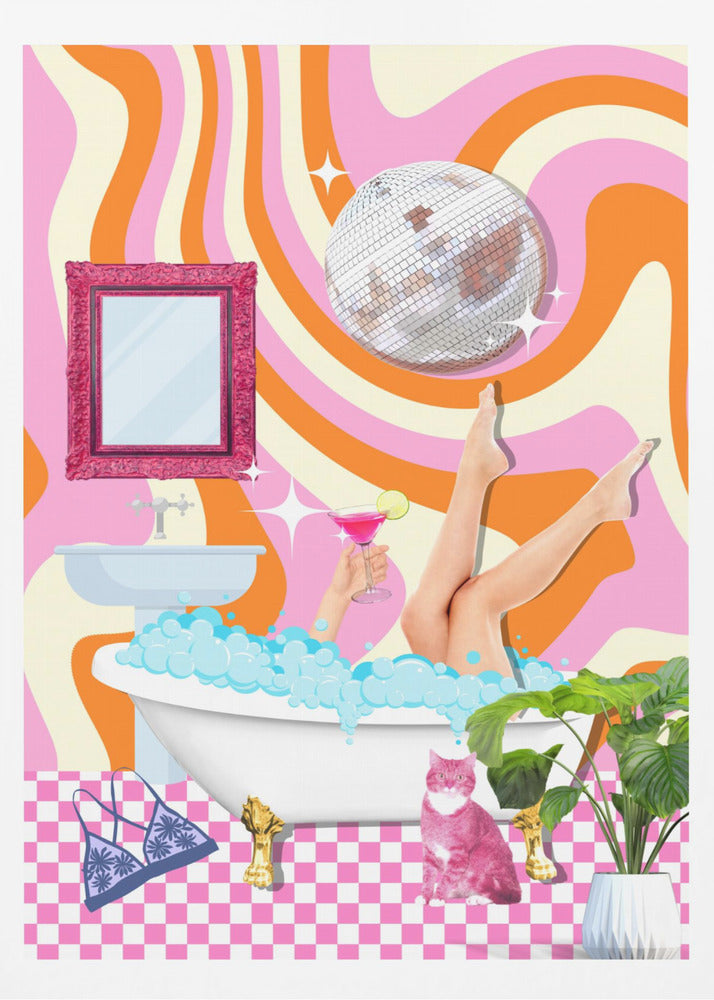 Groovy Bathtub Bliss - Poster / Art Print