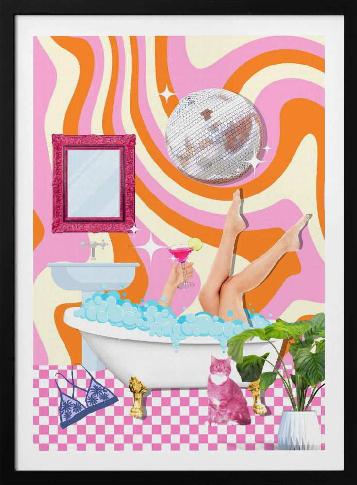 Groovy Bathtub Bliss - Poster / Art Print