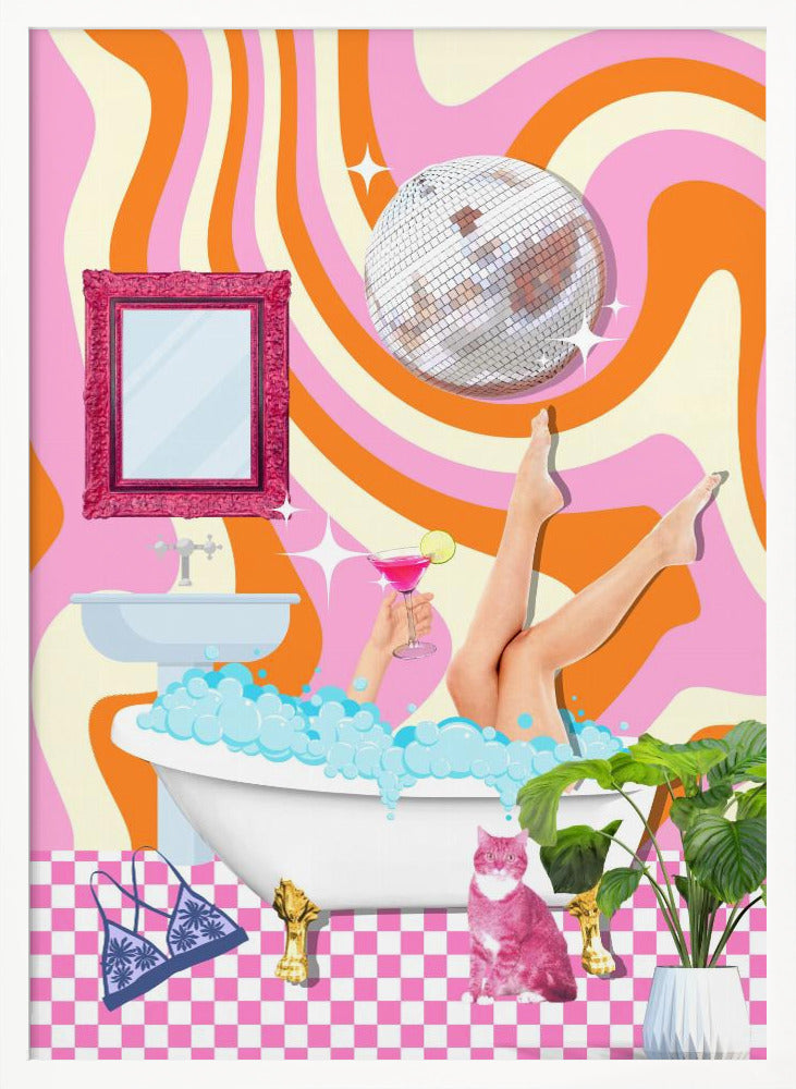 Groovy Bathtub Bliss - Poster / Art Print