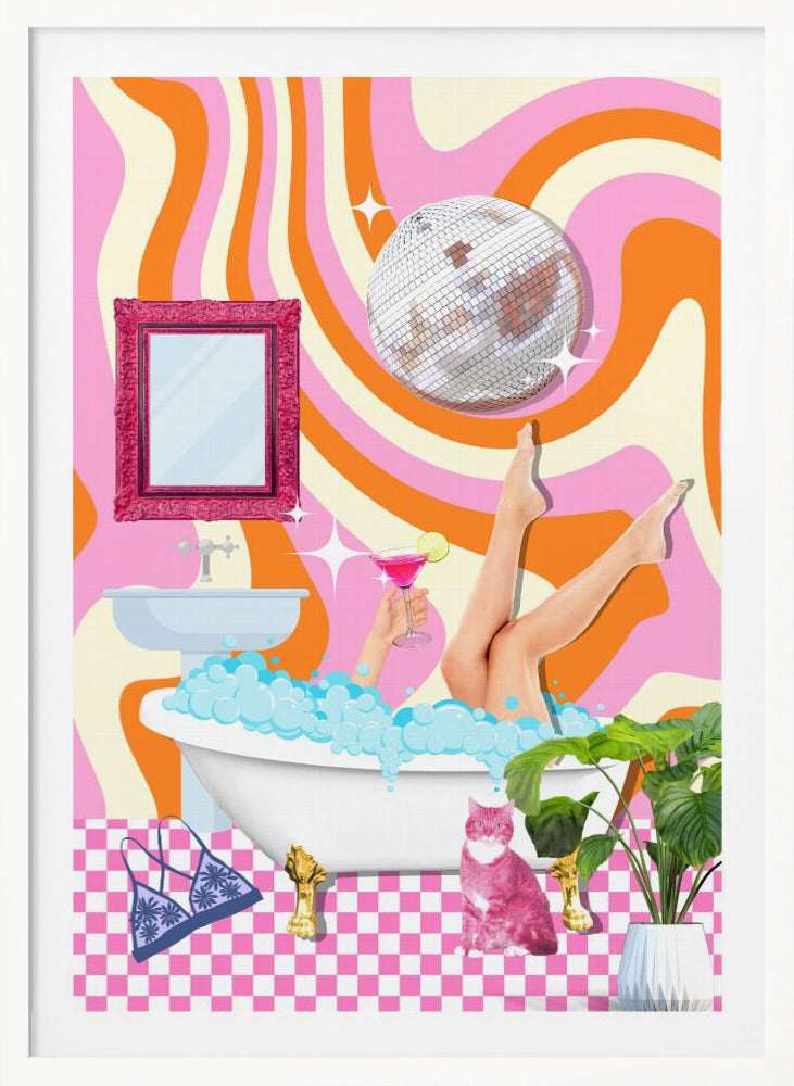 Groovy Bathtub Bliss - Poster / Art Print