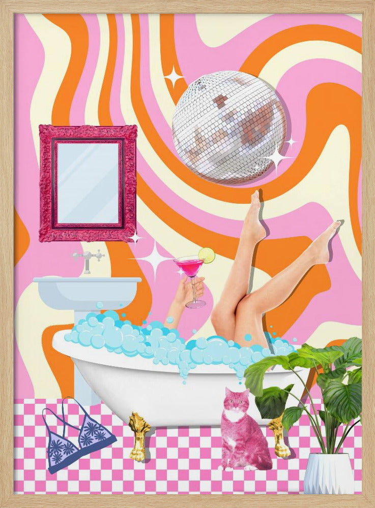 Groovy Bathtub Bliss - Poster / Art Print