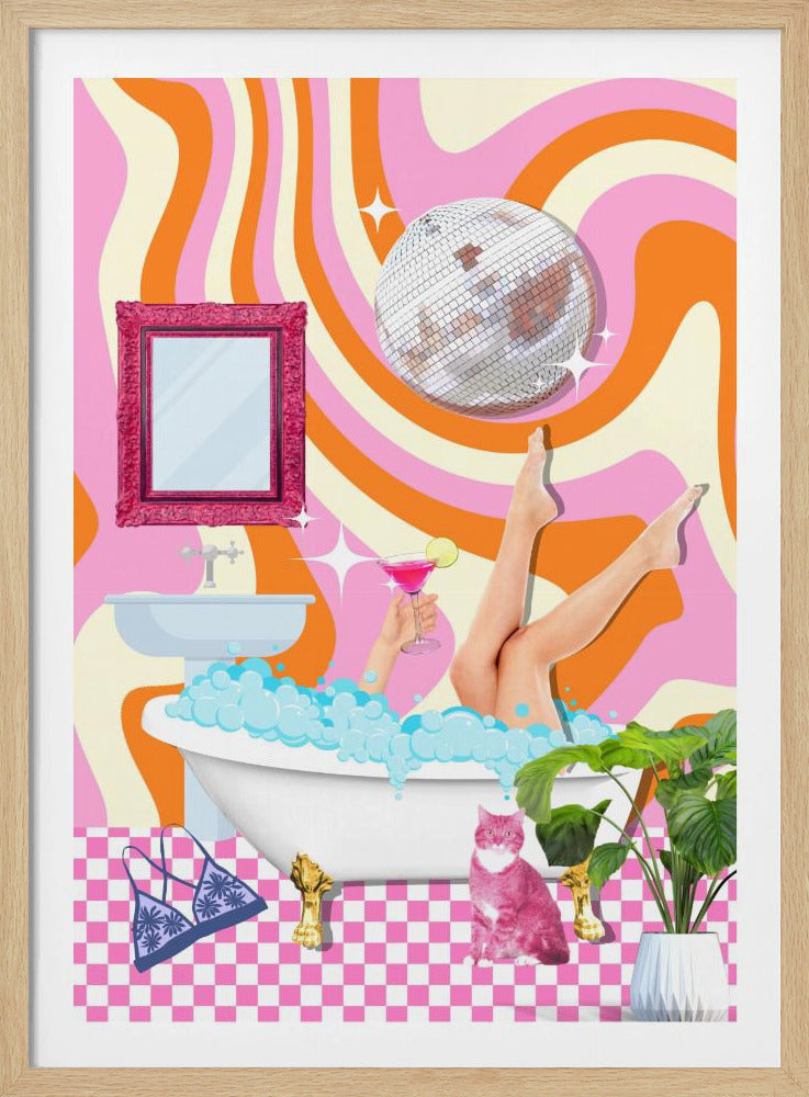 Groovy Bathtub Bliss - Poster / Art Print