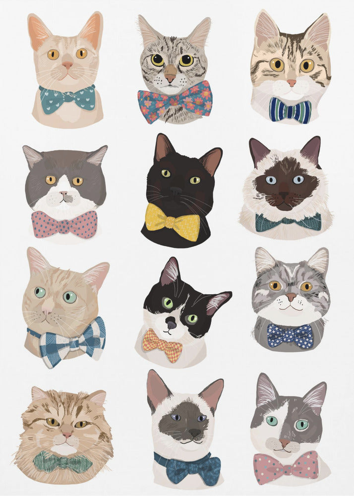 Cats In Bow Tie - Poster / Art Print