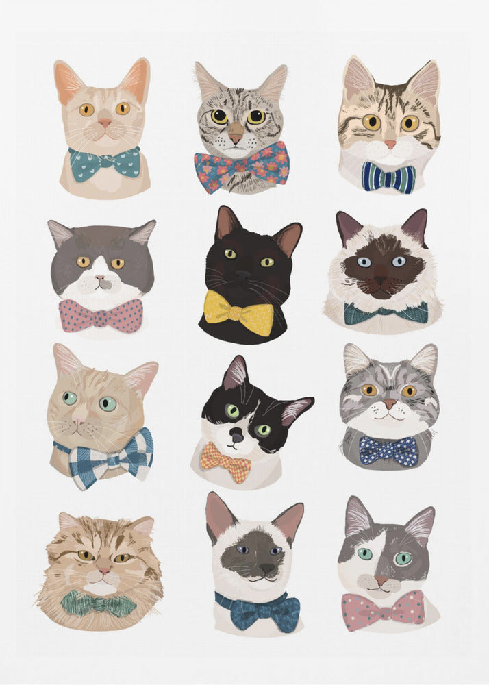 Cats In Bow Tie - Poster / Art Print