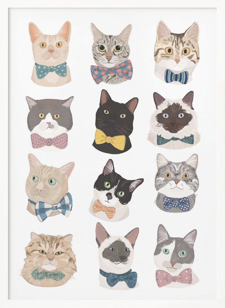 Cats In Bow Tie - Poster / Art Print