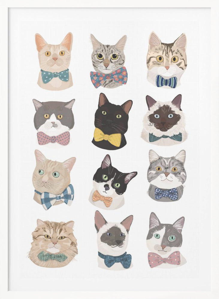 Cats In Bow Tie - Poster / Art Print