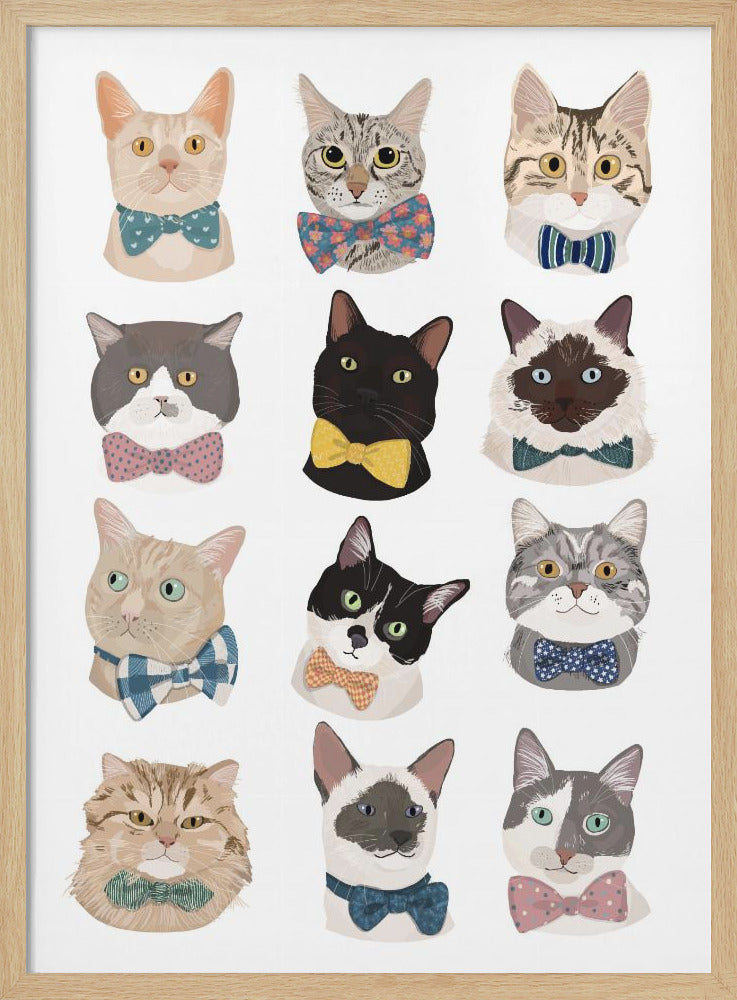 Cats In Bow Tie - Poster / Art Print
