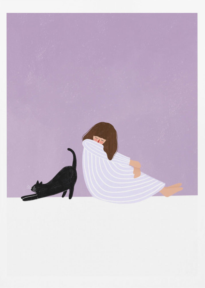 Girl and Cat - Poster / Art Print