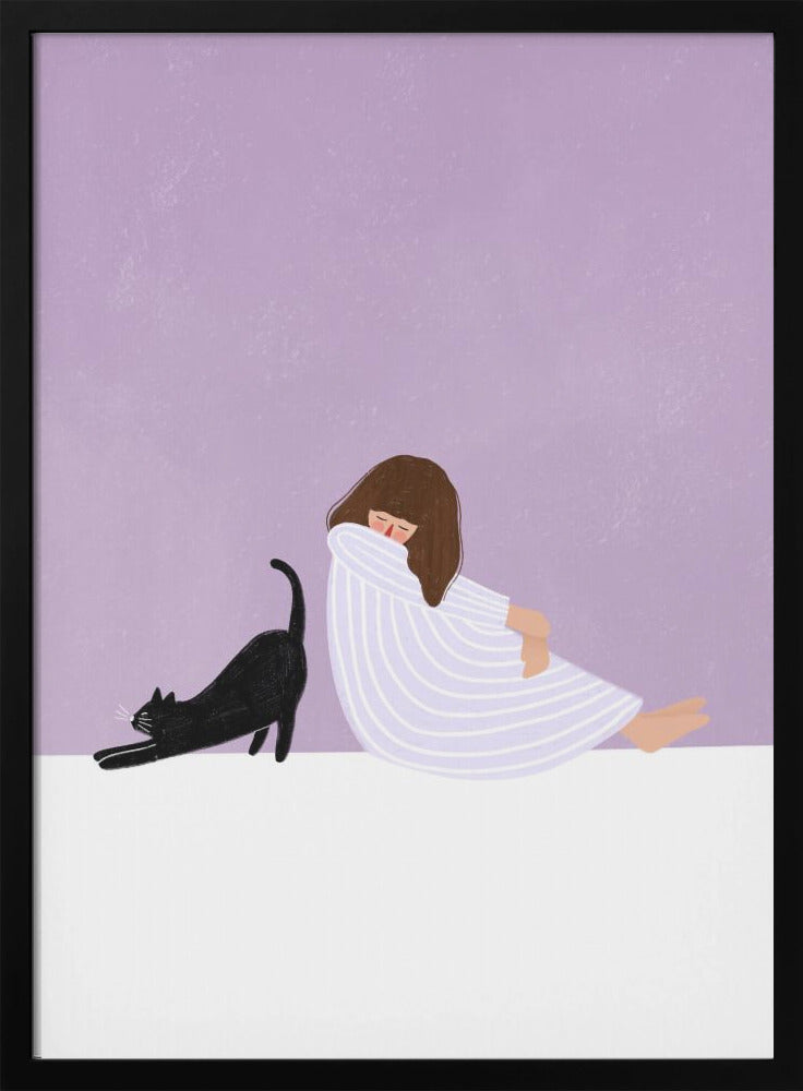 Girl and Cat - Poster / Art Print