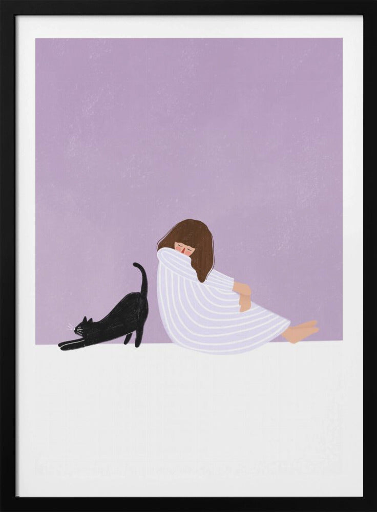 Girl and Cat - Poster / Art Print
