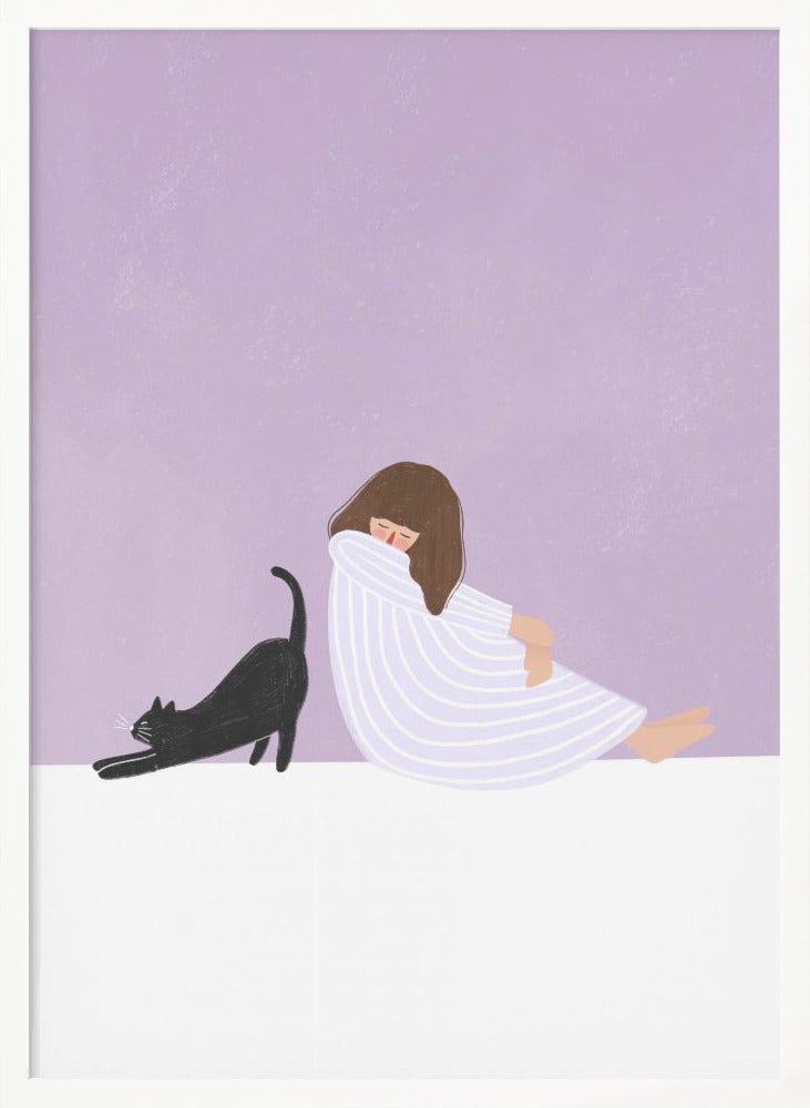 Girl and Cat - Poster / Art Print