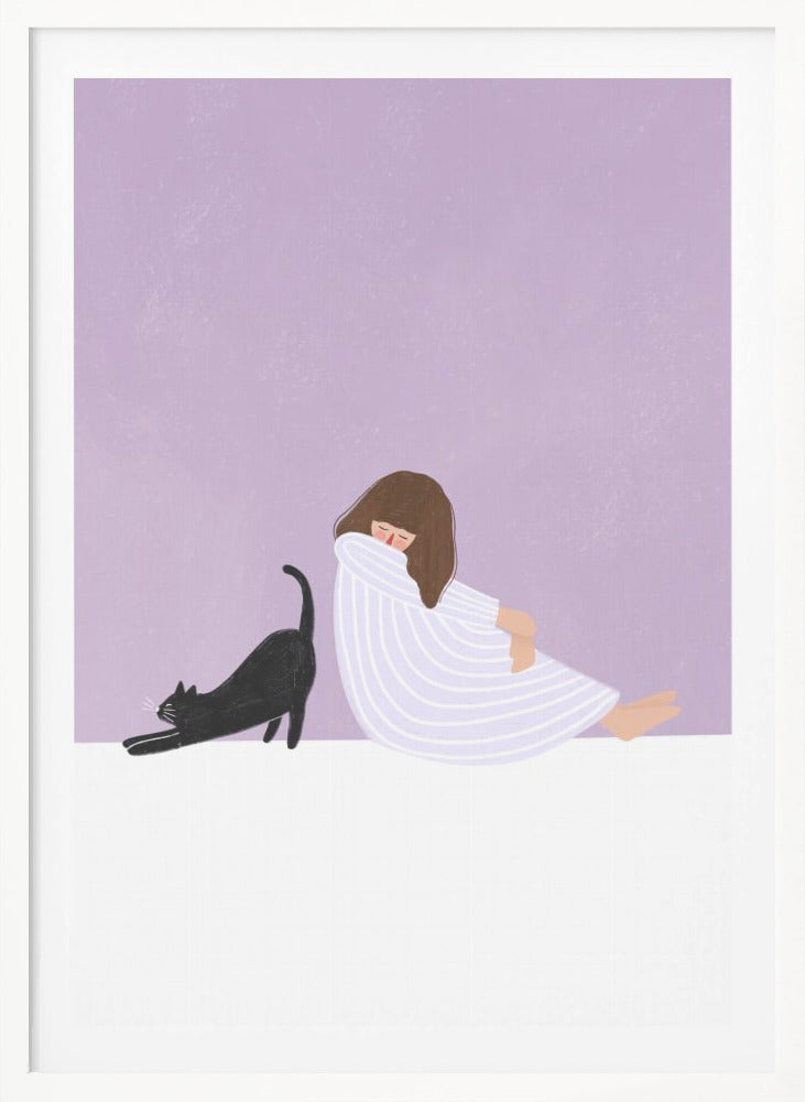 Girl and Cat - Poster / Art Print