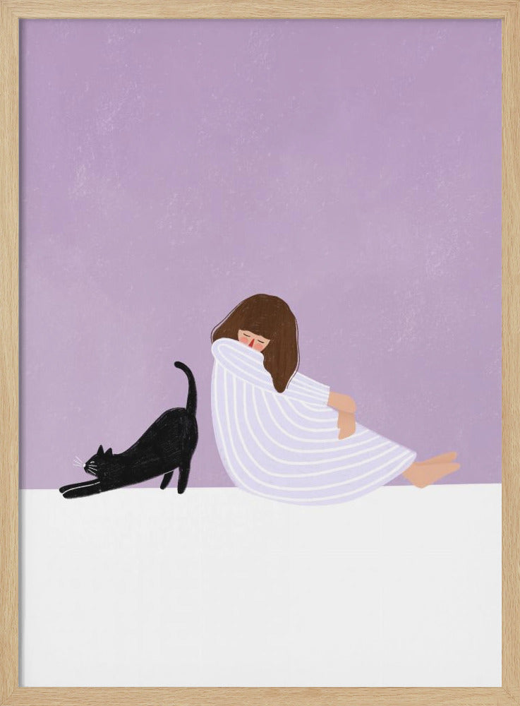Girl and Cat - Poster / Art Print