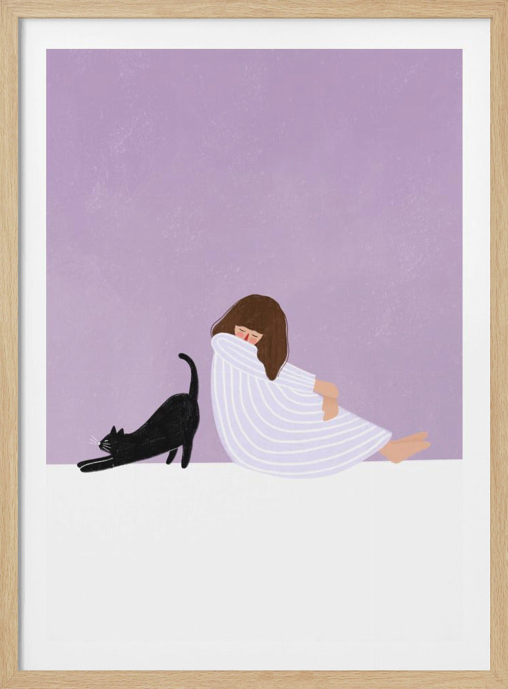 Girl and Cat - Poster / Art Print