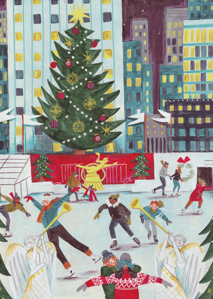 Ice skating at Rockefeller center - Poster / Art Print
