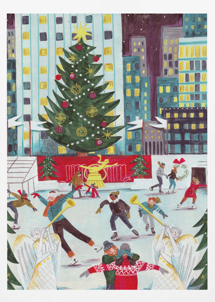 Ice skating at Rockefeller center - Poster / Art Print