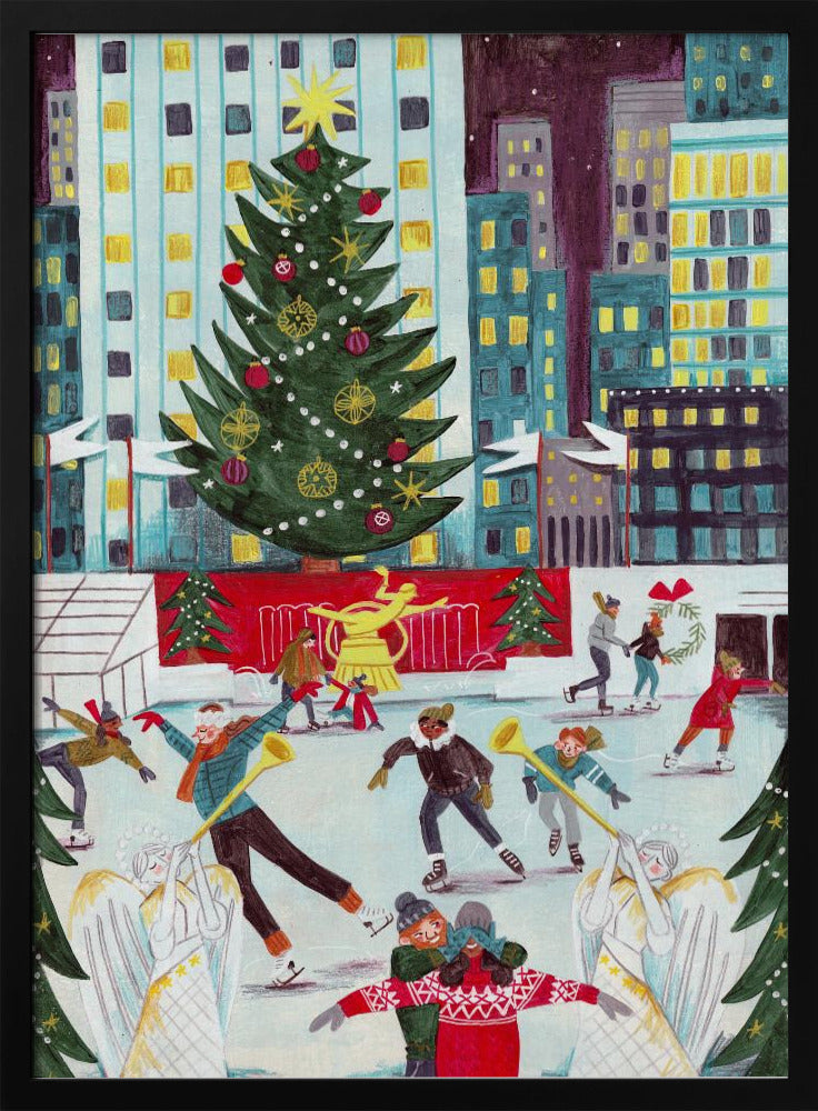 Ice skating at Rockefeller center - Poster / Art Print