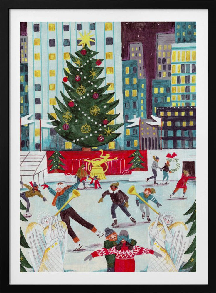 Ice skating at Rockefeller center - Poster / Art Print