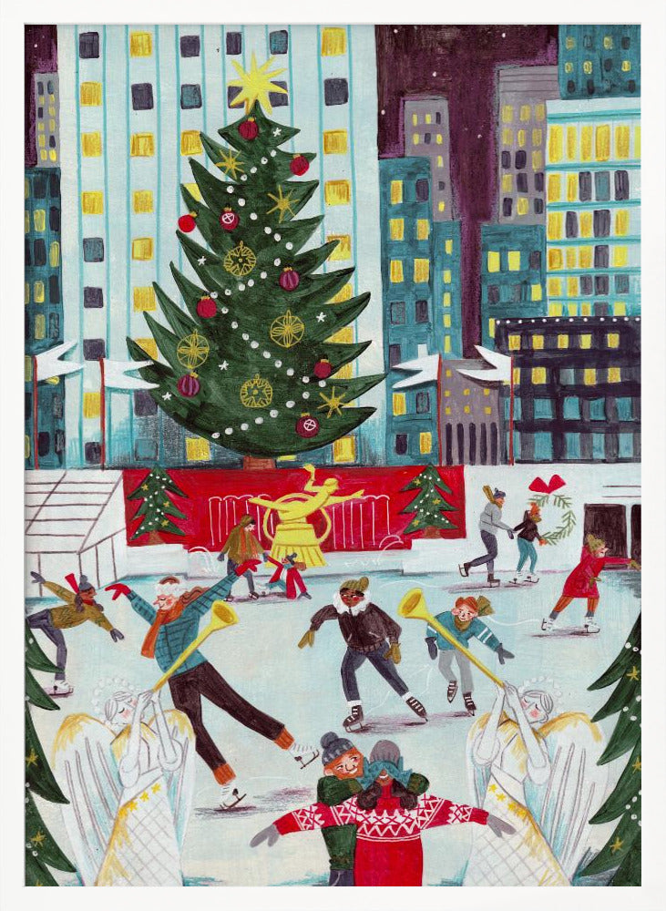Ice skating at Rockefeller center - Poster / Art Print