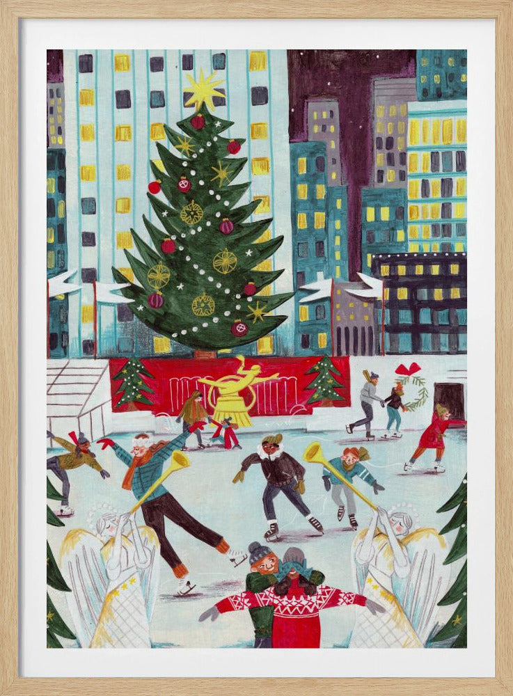 Ice skating at Rockefeller center - Poster / Art Print