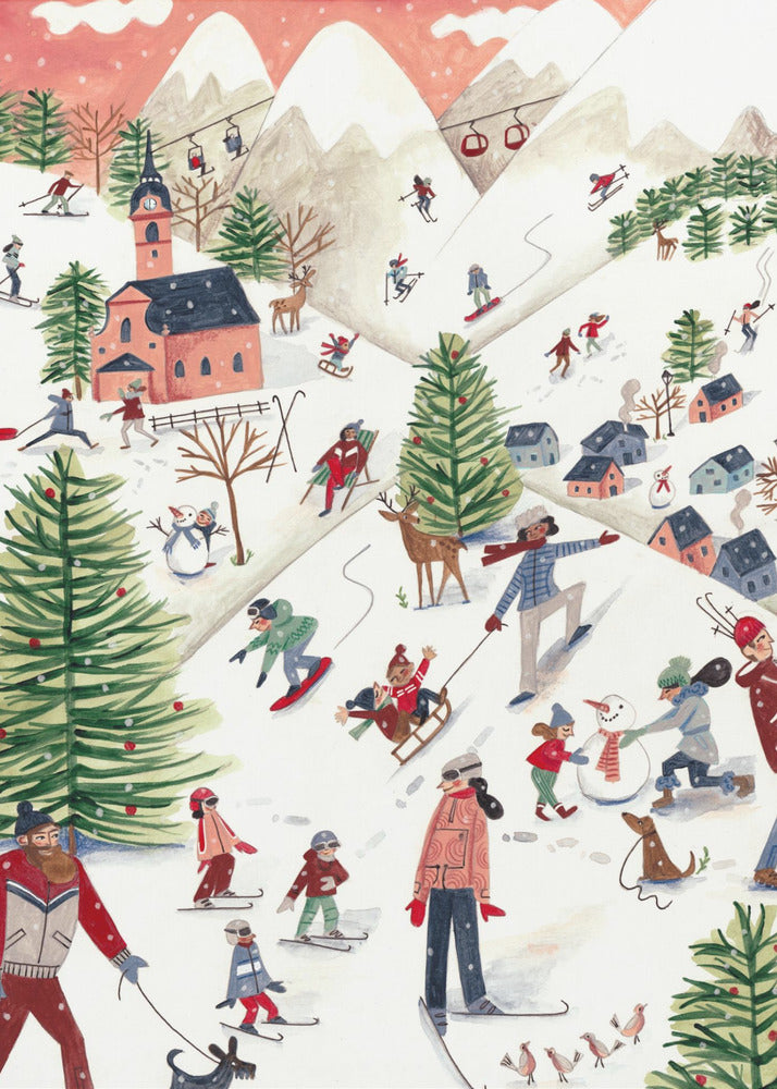 Mountain landscape with houses in the snow - Poster / Art Print