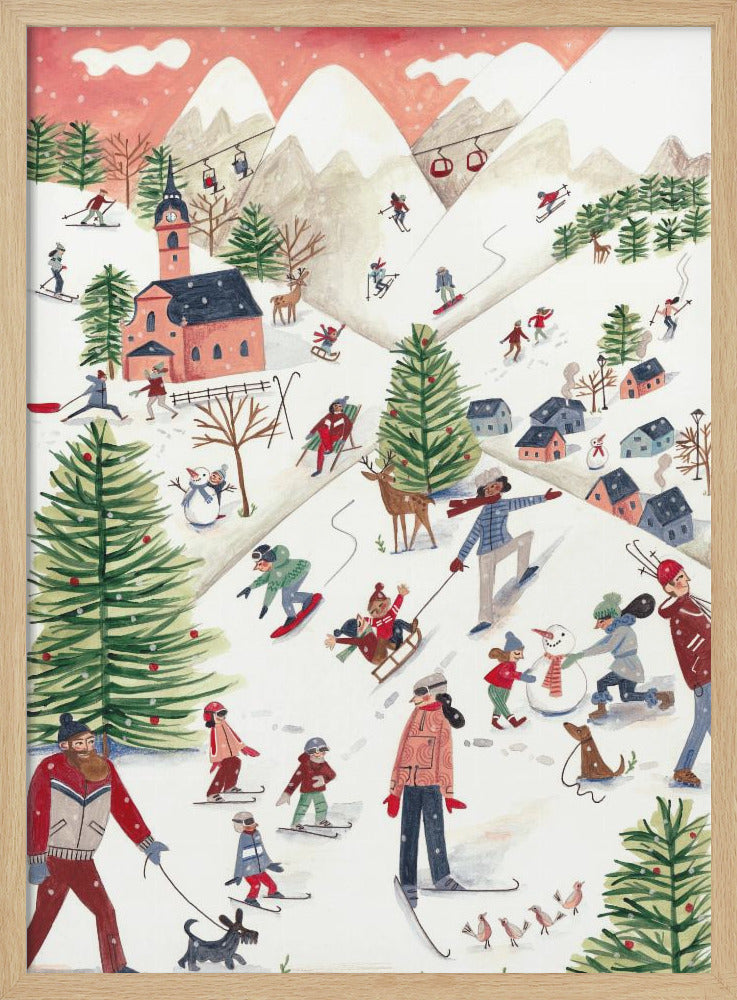 Mountain landscape with houses in the snow - Poster / Art Print