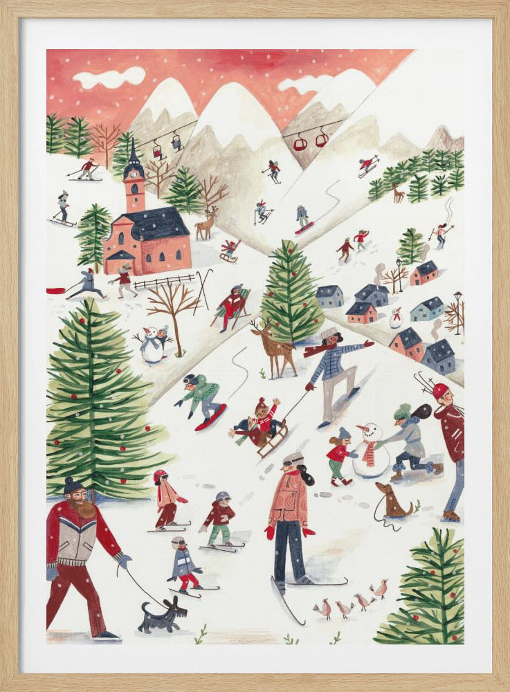 Mountain landscape with houses in the snow - Poster / Art Print